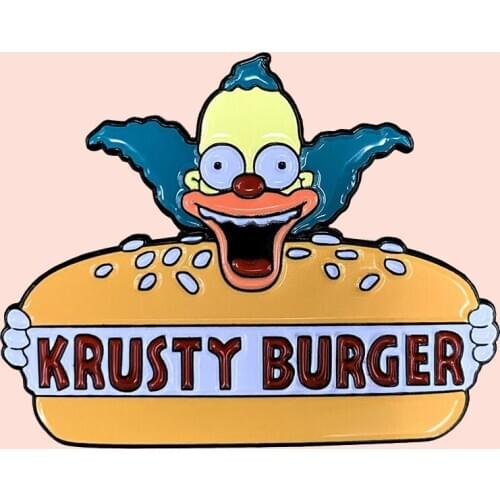 ZF1650 Eat Burger Cartoon Icons Style Metal Enamel Badge Buttons Brooch Anime Lovers Denim Shirt Lapel Pins