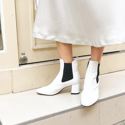 All-match Square Head Platform Ankle Boots Women 2020 Autumn and Winter Boots Designer Women Winter Shoes Size 33-42