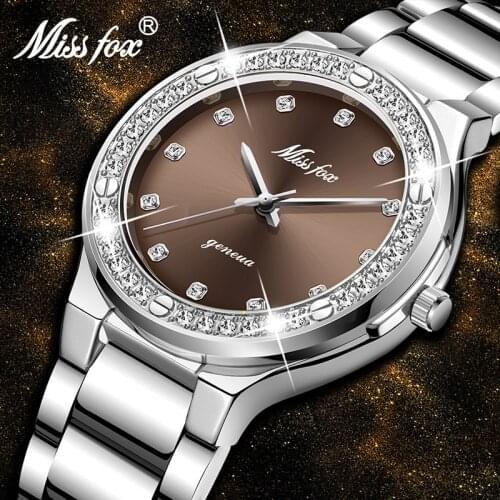 MISSFOX 2020 Women Watch Famous Brand Luxury Business Silver Color Wrist Watches Waterproof Steel Bracelet Clock Gift For Lovers