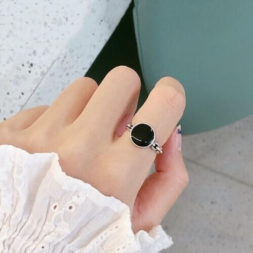 Summer Bohemian Ethnic Black Round Ring For Women Female Fashion Finger Rings Korean Rings Girl Party Gift Gothic Jewelry
