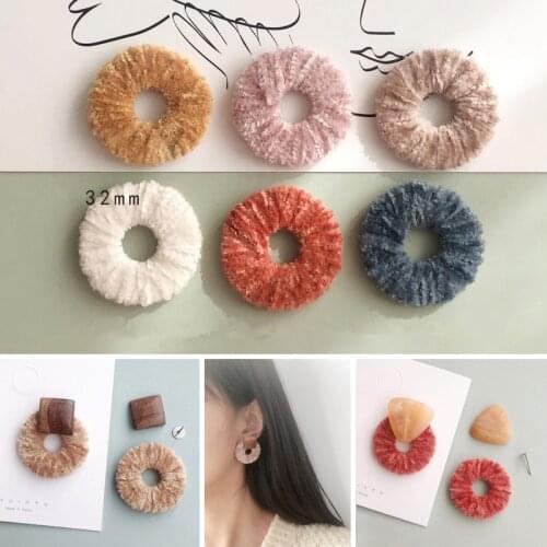 Winter style 30pcs/lot 32mm color Imitation fur winding geometry rounds shape beads diy jewelry earring accessory