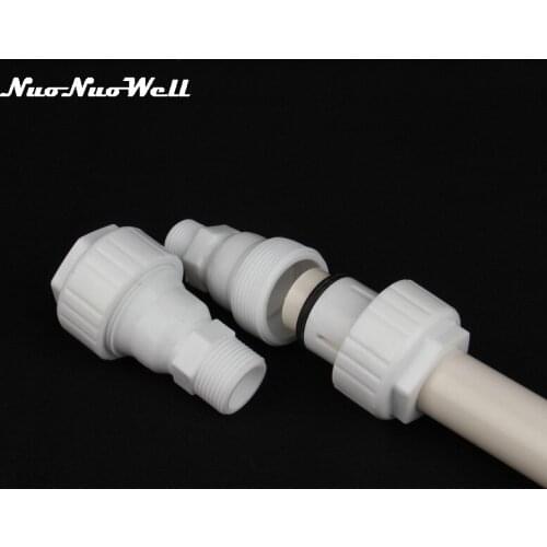 1pc NuoNuoWell POM 1/2" 3/4" Male thread to 25mm Straight Quick Connector Water Pipe Adapter For Garden Irrigation Fish Tank