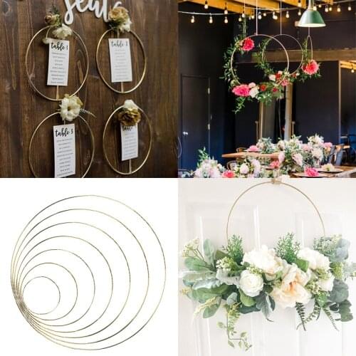 10-40cm Hanging Wreath Rattan/Bamboo/Metal Wreath iron Ring Hoop Door for Home DIY Wreaths Easter Wedding Decoration