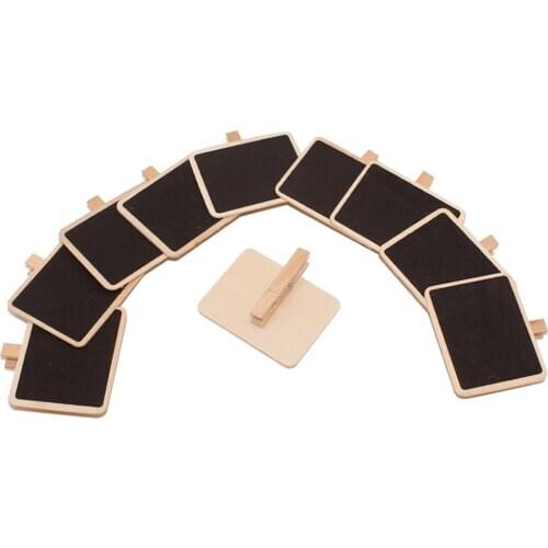 10 Pcs Wooden Mini Chalkboard Clips - Mini Blackboard Message Board Signs Decorating Signs Table Number Price Tag