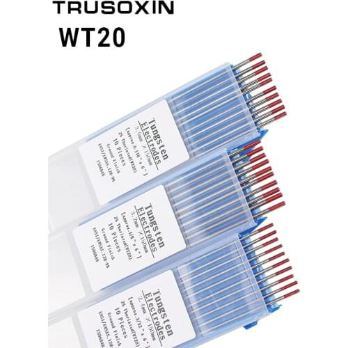 10pcs red color code 1.0/1.6/2.0/2.4/3.0/3.2/4.0* 150 Thorium tungsten electrode head tungsten needle/rod for welding machine