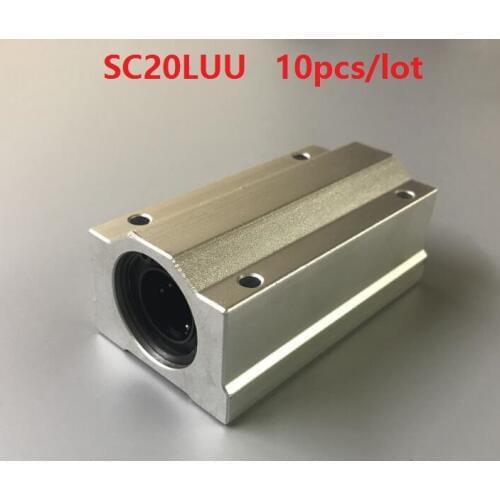 10pcs/lot SC20LUU SCS20LUU long type linear case unit linear ball bearing sliding block for 20mm linear shaft CNC router parts