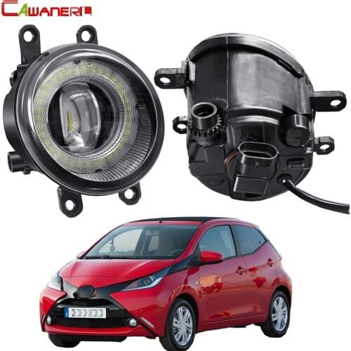 2 X Car Angel Eye Fog Light Assembly LED Fog Driving Lamp DRL 30W 8000LM 12V For Toyota Aygo (_B4_) 2014 2015 2016 2017 2018