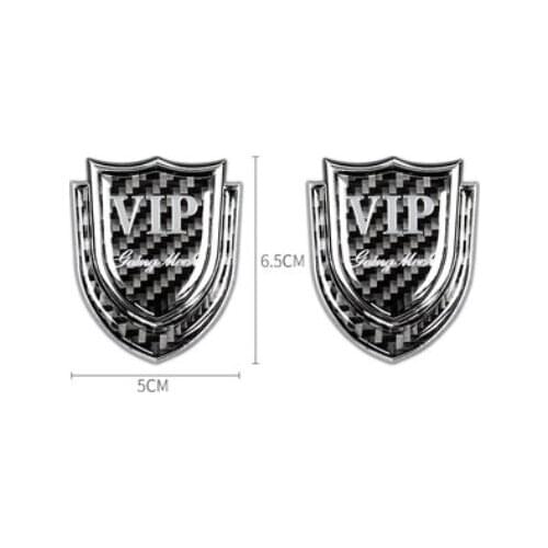 2Pcs 3D Carbon Fiber Metal VIP Club Luxury Auto Car Trunk Rear Fender Emblems Badge Decal Sticker