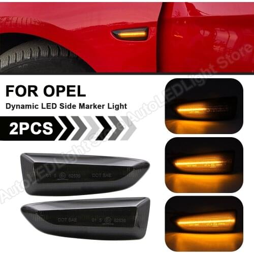 2X For Opel Astra-J Astra-K Sports Zafira-C Tourer C Crossland X Insignia-B Smoke Dynamic LED Side Marker Light Turn Signal Lamp