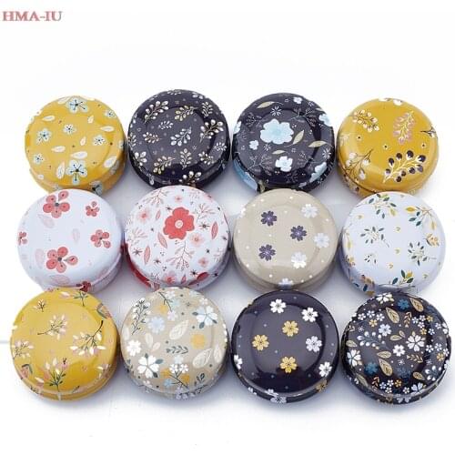 4Pcs/set Elegant Flower Tin Box DIY Candle Jar Balm Round Empty Iron Box