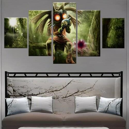 Hd print Majoras Mask 5 Pieces Canvas painting wall Art Game Poster Decorations for Home Living Room frame