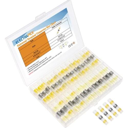 60pcs AWG12-10 Heat Shrink Butt Connectors Solder Seal Wire Connectors Kit Waterproof and Insulated Electrical Wire Terminals