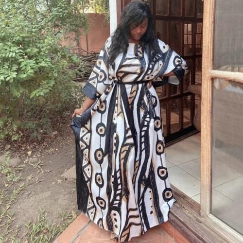 Dashiki African Dresses For Women Flowers Print Beach Cover Up Vintage Long Dress Kaftan Pareo Robe De Plage Dress Sarong