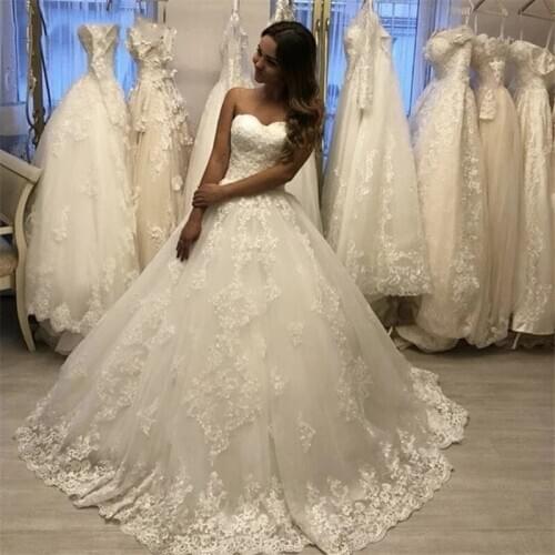ANGELSBRIDEP Sweetheart Ball Gown Wedding Dress 2021 Vestido De Noiva High Quality Appliques Court Train Formal Bride Dress