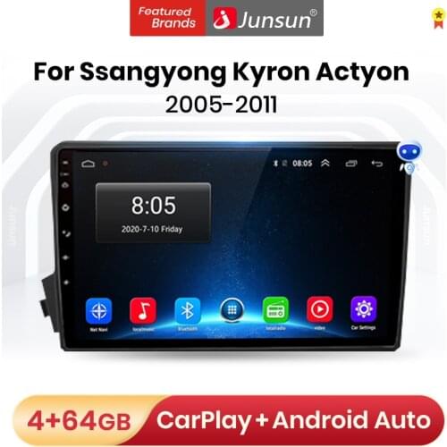 Junsun V1 Android 10.0 CarPlay Car Radio Multimedia Video Player Auto Stereo GPS For Ssangyong Kyron Actyon 2005-2011 2 din dvd