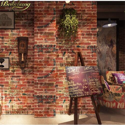 Beibehang papel de parede Vintage stones brick wallpaper for wall Living room bedroom Graffiti letter wall papers wall paper