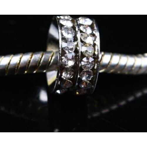 Alloy Loose Spacer Beads Double Row Wheels Rhinestone Beas For Jewelry Making Necklace Bracelet Accessories