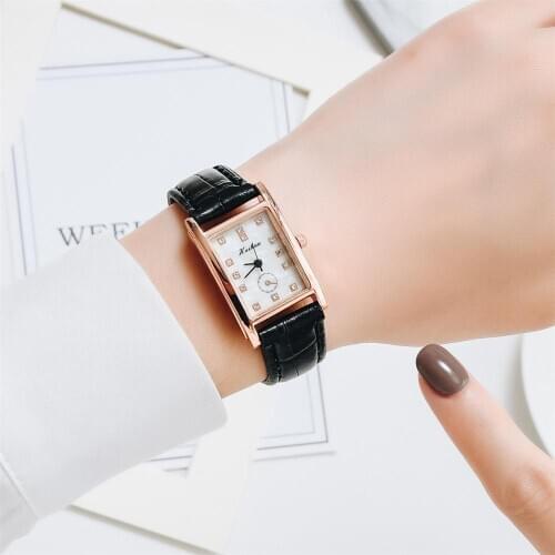 Luxury Fashion Rectangle Women Watches Qualities Marble Ladies Wristwatches Quartz Clock Casual Vintage Leather Female Watch