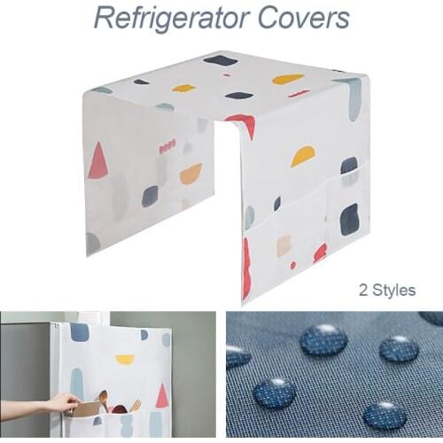 Refrigerator Cover Geometric Floral Fridge Covers Fabric Refrigerator Cover Washing Machine Cover Towel with Storage Bag