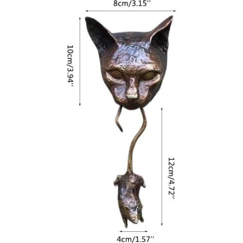 Cat Door Knocker Sculpture Cat & Mouse Ornaments Decorative Cat Mouse Deterrent Decoration Front Door Wall Hanging