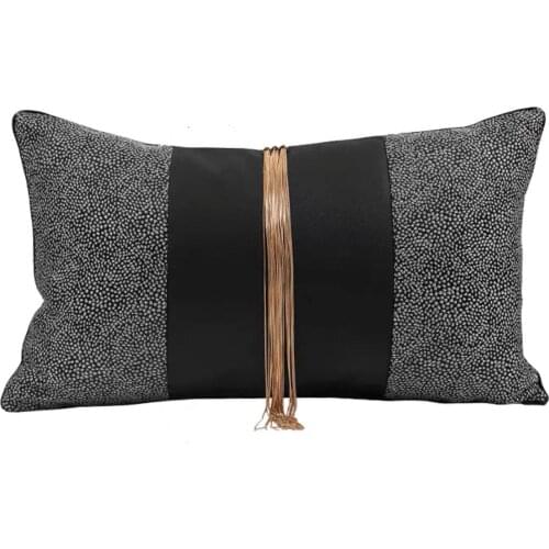 Decorative Cushion Cover Set For Living Room Sofa Gold Metal Tasssel Waist Pillowcase Grey Black Home Decor Cushions 30x50cm