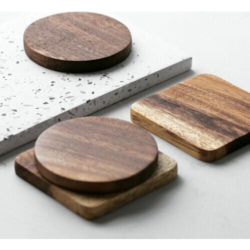 Wooden Coaster Square Round Mug Coasters Table Wooden Table Cup Placemat Accessories Bar Drink Pad Coffee Tea Coaste T7D9