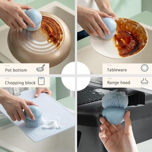 Dishwashing Cleaning Ball Washing Kitchen Pot Brush with Handle Household Bowl Brush Kitchen Cleaning Brush Home Tool Ins 2021