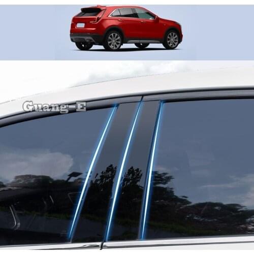 For Cadillac XT4 2018-2022 Car PC Material Pillar Post Cover Door Trim Window Piano Black Molding Sticker Plate 6pcs