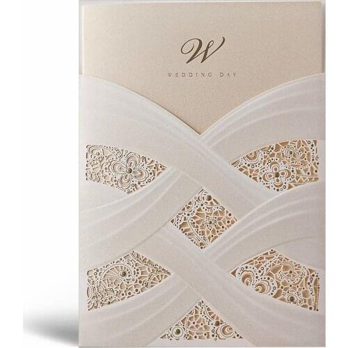 [ECHOES OF LOVE] 50Pcs White Laser Cut Wedding Invitations Card, Floral Vertical Blank Acrylic Invitations Elegant Wedding Cards