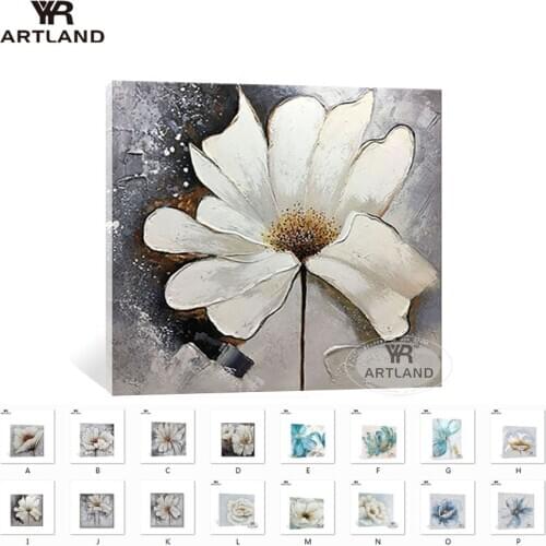 Beautiful flowers with gold line picture for home wall decoration Pure Handmade acrylic oil paintings on canvas art for bedroom