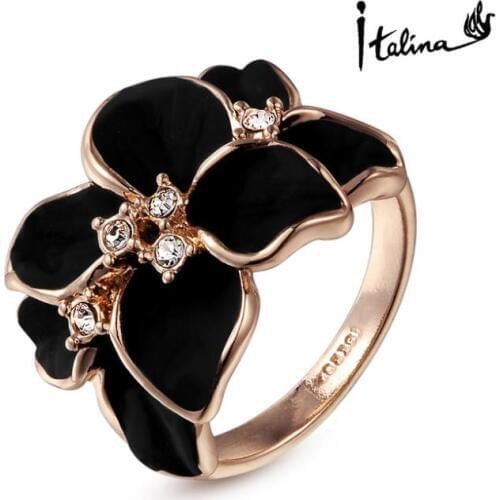 New Sale Brand TracysWing Rings for Women Genuine Austria Crystal Copper Gold Color Fashion Ring#RG95676Black