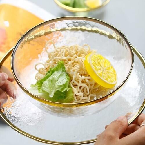 Creative Design Glass Bowl Tableware Transparent Glass Plate Household Western Food Plate Bowl Plate Phnom Penh Plate