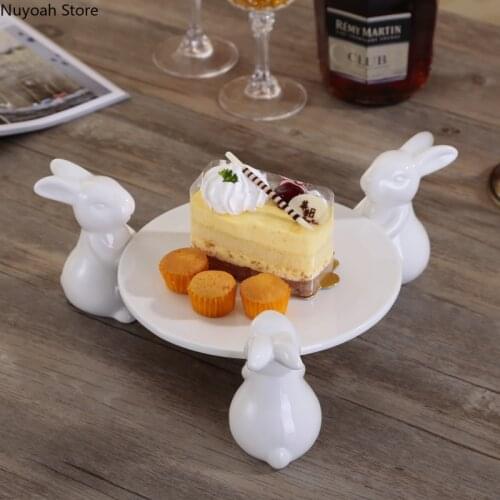 Creative Ceramic Rabbit Tray Cake Tray Wedding Dessert Rack Tray Fruit Tray Exquisite Cute Display Tray Living Room Decoration