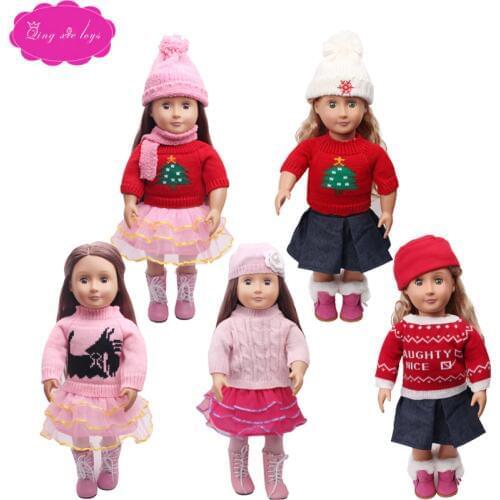 Doll clothes Christmas dress sweater suit Discount sale fit 18 inch Girl dolls and 43 cm baby doll c322-c692