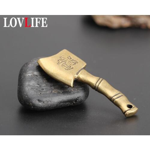 Copper Chinese Blessing Axe keychain Pendant Vintage Brass Ax Key Rings Simple Fashion Chopper Key Chains Home Decoration Gifts