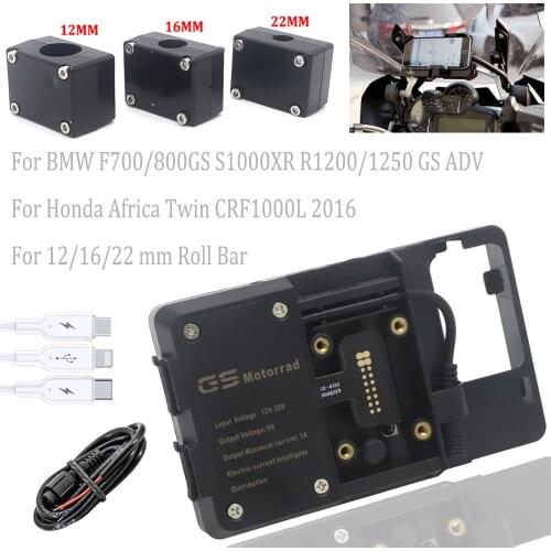 Mobile Phone Motorcycle Navigation Bracket USB Charging Holder For R1200GS LC ADV F750GS R1250GS S1000XR F800GS 12mm 16mm 22mm