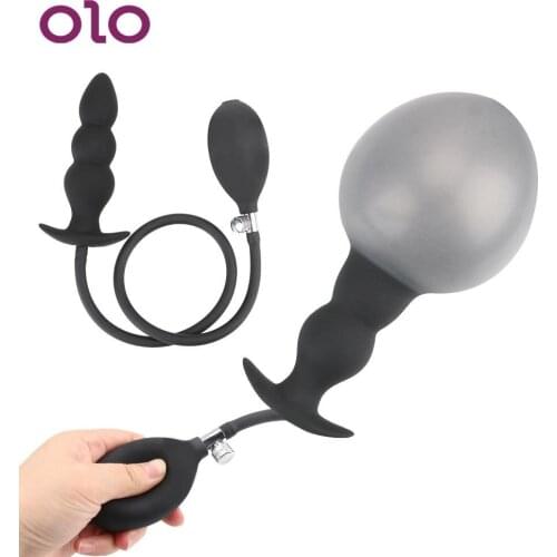 OLO Inflate Butt Plug Dildo Anal Beads Dilator Expandable Super Large Oversized Anal Plug Sex Balls Toys