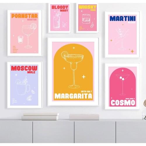 Whisky Bloody Mary Martini Cocktail Iced Tea Wall Art Canvas Painting Nordic Posters And Prints Wall Pictures For Bar Room Decor