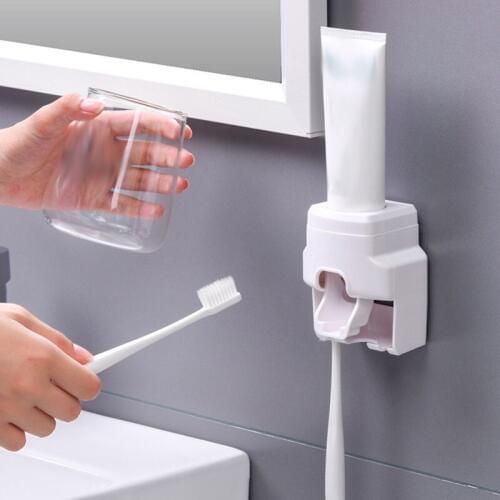 Wall Mount Automatic Toothpaste Dispenser Bathroom Accessories Set Toothpaste Squeezer Dispenser Bathroom Toothbrush Holder Tool