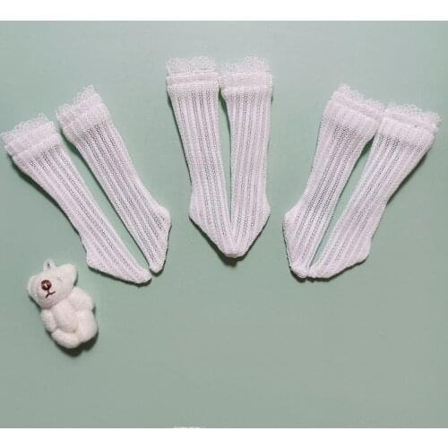 New 1Pairs Blyth Doll Clothes Lace Knee High Socks For blyth Barbies Azone Pullip Doll Sock Accessories