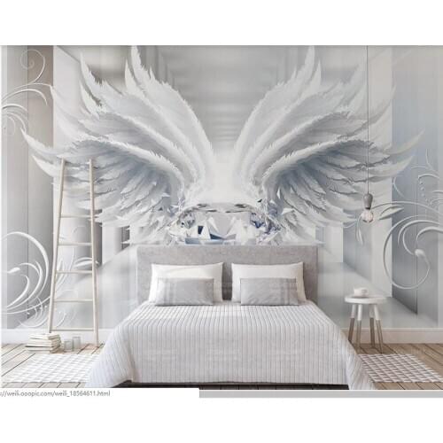 Papel de parede 3d space diamond and wings european pattern wallpaper,living room TV wall kitchen bedroom wall papers home decor