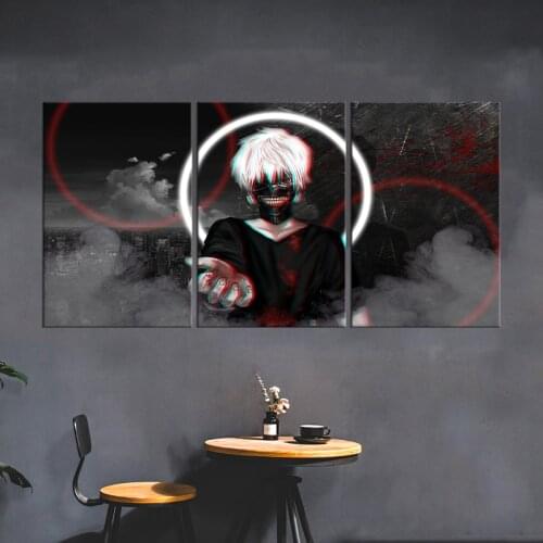 3Pcs Japan Anime Tokyo Ghoul Kaneki Ken Posters Wall Art Pictures Canvas Home Decor Accessories Paintings Living Room Decoration