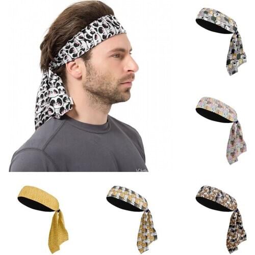 Cartoon Printed Tennis Head bands for Male Outdoor Cycling Running Basketball Sports Hair Band Workout Breathable Sweatband