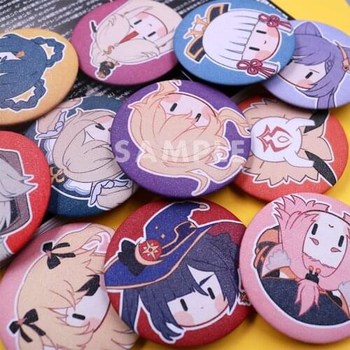 Genshin Impact Qiqi Klee Xiao Jean Zhongli Barbatos Paimon Cartoon Button Gift Brooch Pins Medal Costume Souvenir Cosplay Xmas