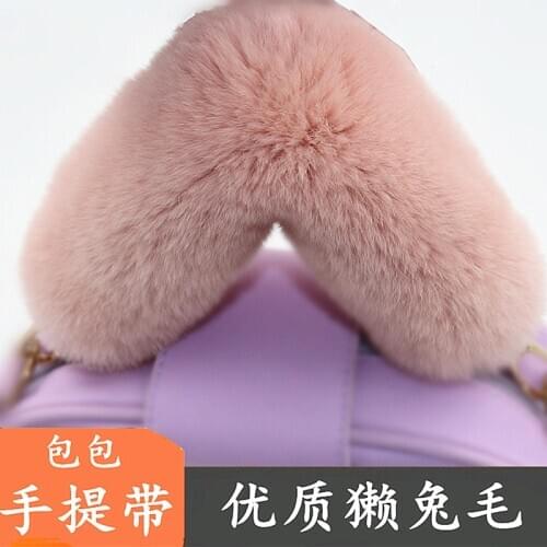 Rex rabbit fur bag shoulder strap accessories buy Bag hand strap button hand strap Plush bag natural fur bag accessories