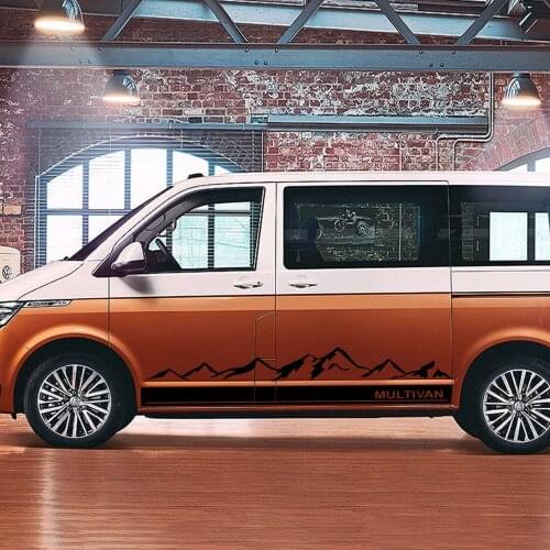 2Pcs Side Stripes Car Stickers Vinyl Film For Volkswagen Multivan Toyota Elfa Auto Mountain Decal Styling Car Tuning Accessories