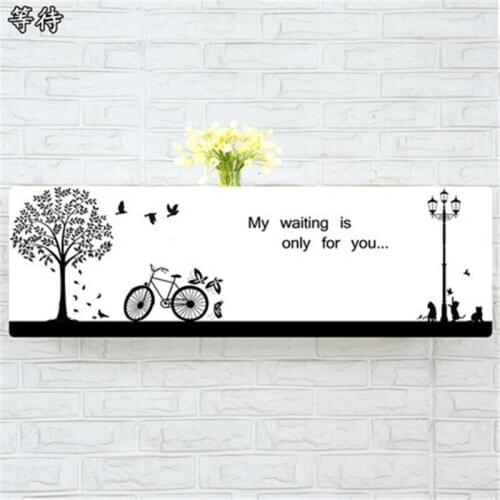 Indoor Air Conditioner Cover Wall Mounted Decorative Hood Embroidery 74 79 81 83 86 89 95 105 x 30 x 20cm Bike Tree White