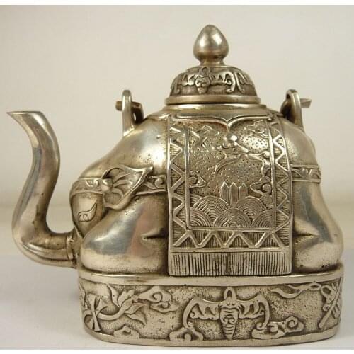 Wonderful Chinese Tibetan silver elephant teapot
