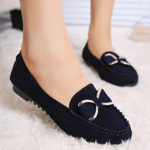 2021 Spring Peas Shoes Flat Heel Flat Shoes Casual Single Shoes Bow Knot Womens Shoes Non-slip Driving Work Shoes