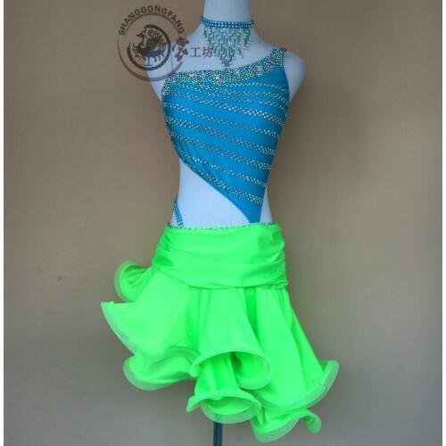 New style latin dance costume sexy spandex stones latin dance dress for women latin dance compeition dresses A98 S-4XL